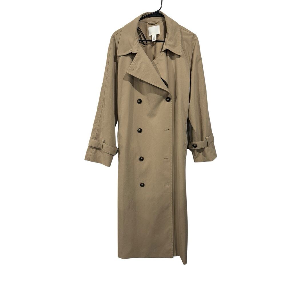 H&M Beige Double-Breasted Trench Coat with Black Buttons - Picture 5 of 14